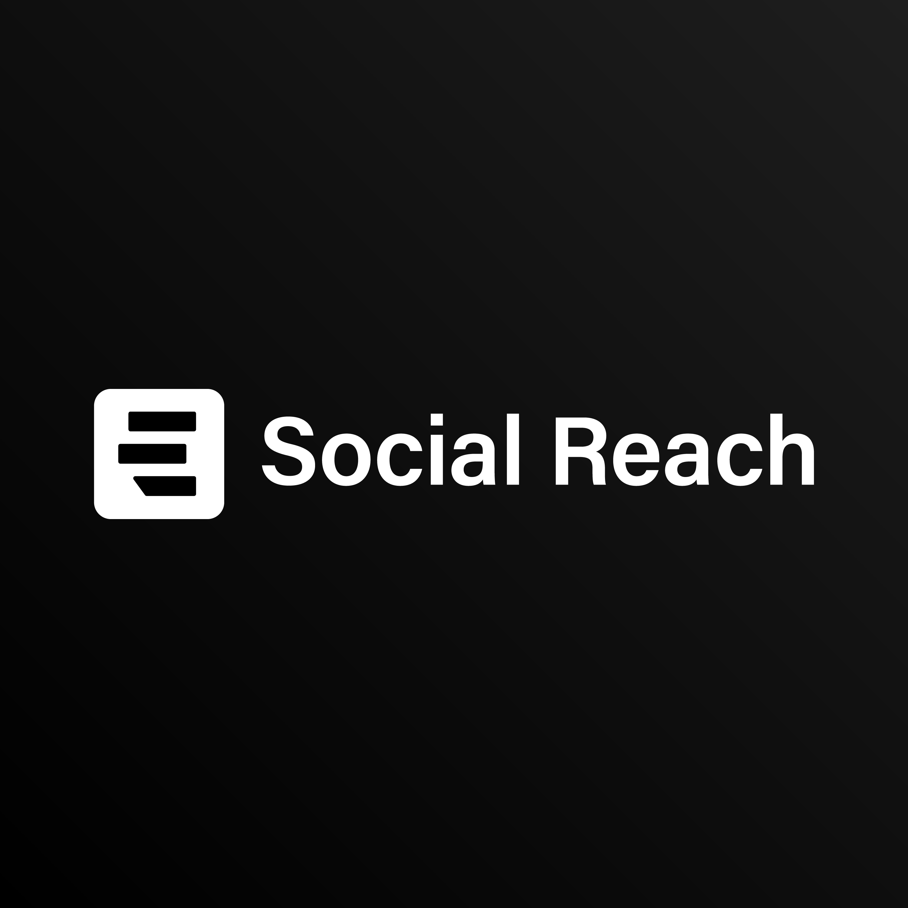 Logo do Social Reach: ícone de feed em branco sobre fundo preto